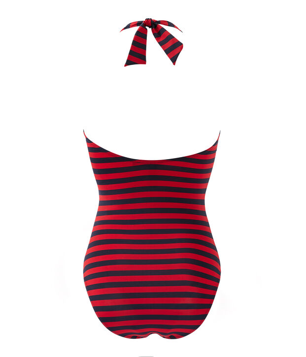 Traje de ba&ntilde;o para mujer a rayas marineras azul/rojo