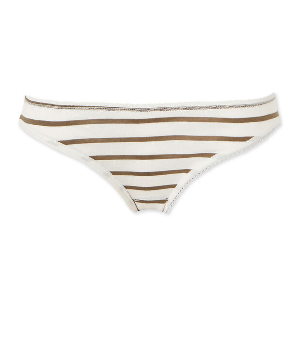 Braguita de algod&oacute;n de rayas para mujer blanco/marron