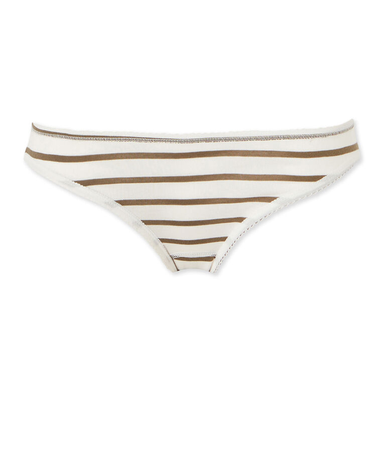 Braguita de algod&oacute;n de rayas para mujer blanco/marron