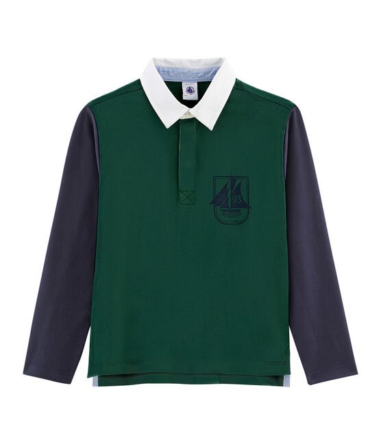 Polo de rugby para niño verde SOUSBOIS/azul SMOKING
