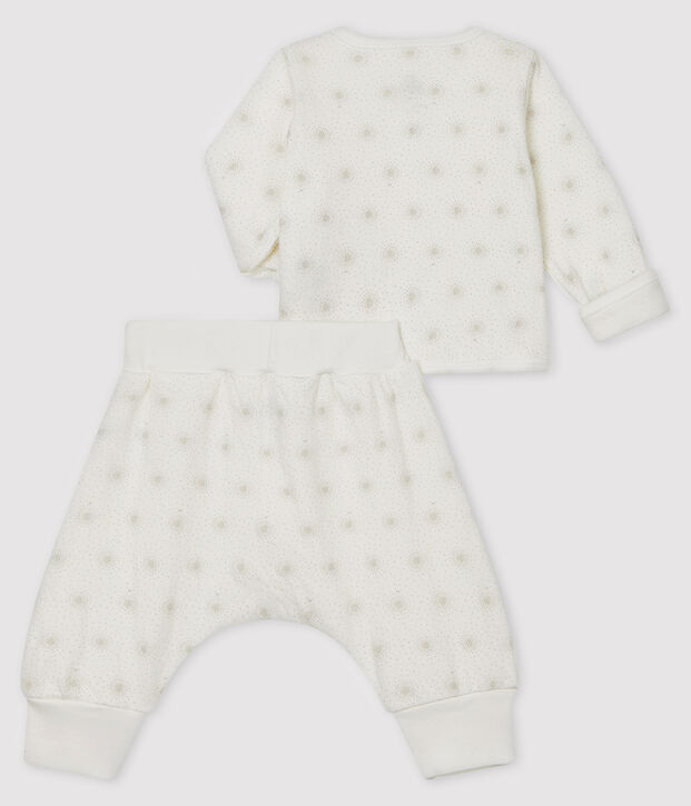 Conjunto de dos piezas para beb&eacute; de t&uacute;bico blanco/gris