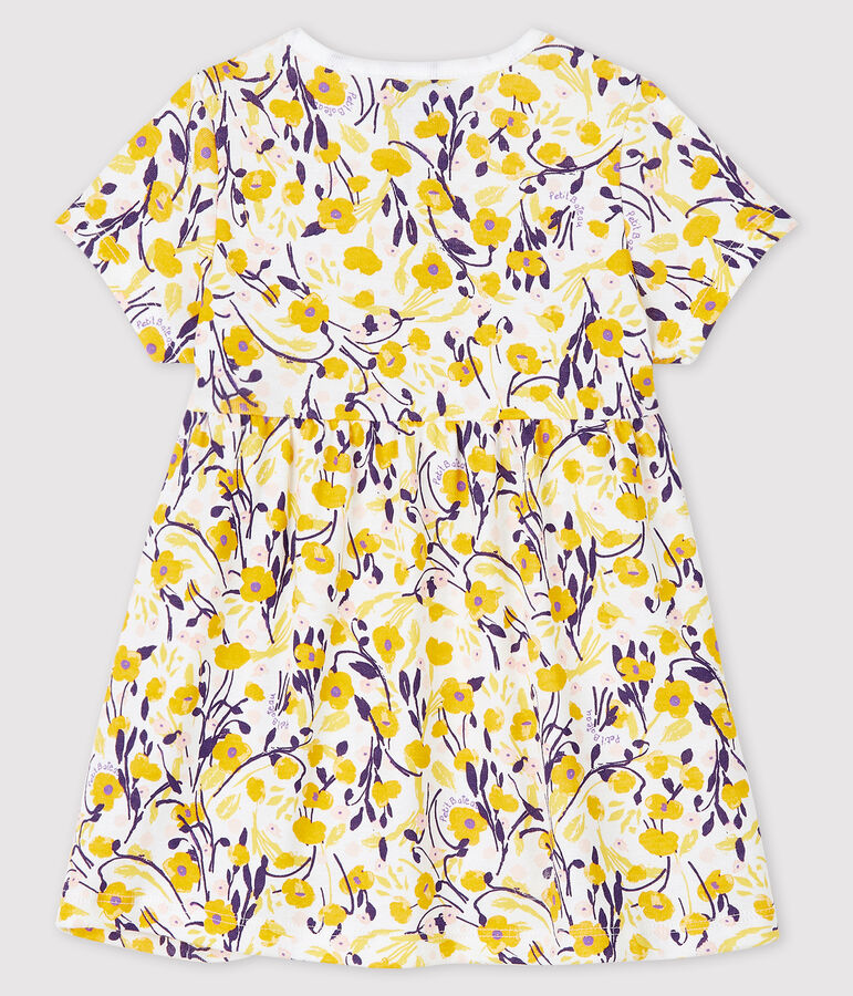 Vestido de manga corta para beb&eacute; ni&ntilde;a blanco MARSHMALLOW/blanco MULTICO