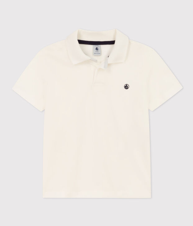 Polo de manga corta de algod&oacute;n para ni&ntilde;o blanco