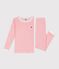 Pijama infantil muy ajustado de algod&oacute;n a rayas rosa GRETEL/blanco MARSHMALLOW