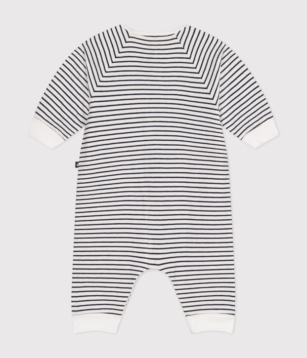 Mono largo para beb&eacute; de t&uacute;bico a rayas blanco/azul