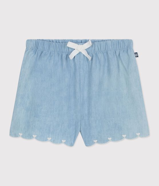 Shorts para bebé de chambray bordado azul BLEU CLAIR