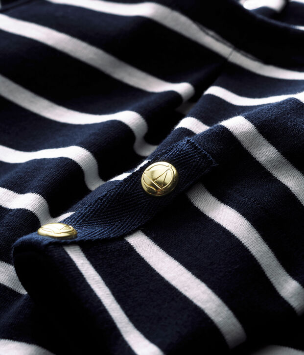 Blusa para beb&eacute; ni&ntilde;a con rayas marineras azul/blanco
