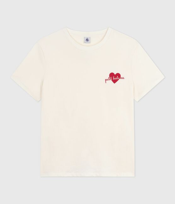 Camiseta Recta de algodón de manga corta para mujer crudo MILK