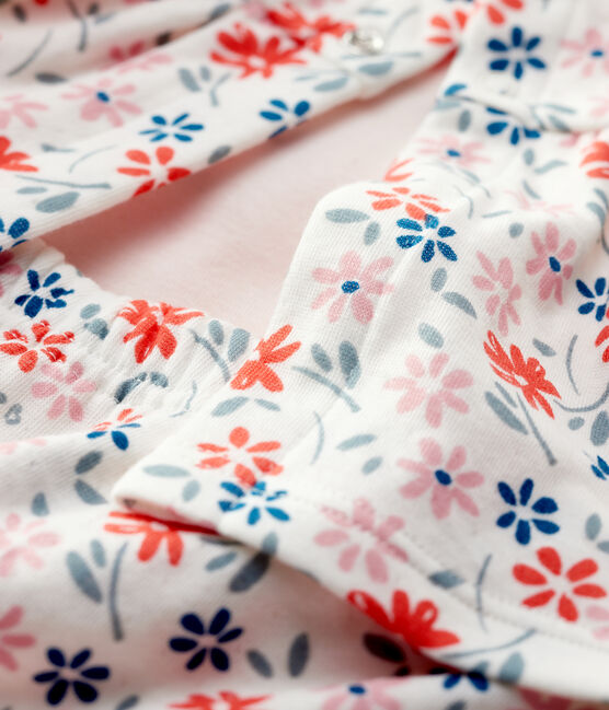 Conjunto de 3 prendas con estampado de flores de bebé niña de algodón orgánico blanco MARSHMALLOW/blanco MULTICO