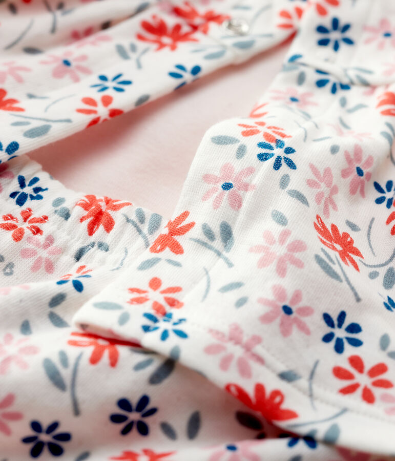 Conjunto de 3 prendas con estampado de flores de beb&eacute; ni&ntilde;a de algod&oacute;n org&aacute;nico blanco/multicolor