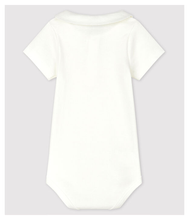 Body con cuello bordado de algod&oacute;n de beb&eacute; ni&ntilde;o blanco