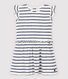 Vestido de manga corta de algodón/lino de rayas de bebé niña