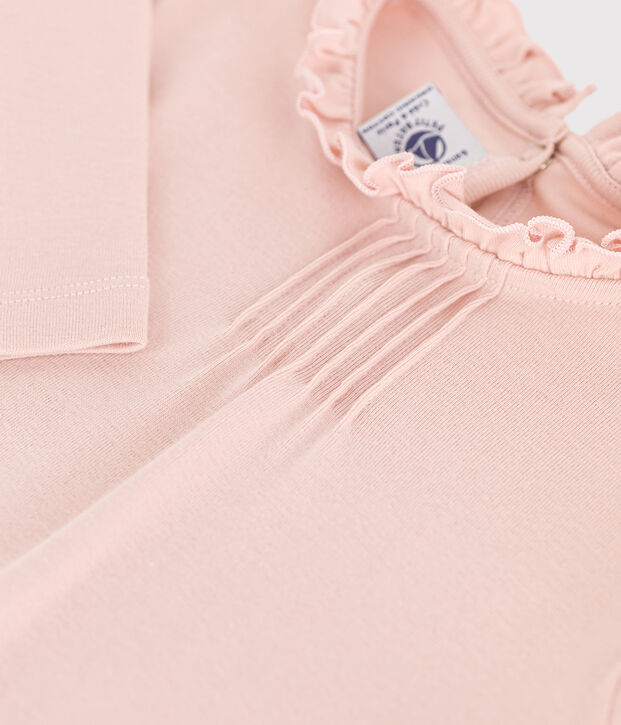 Camiseta de algod&oacute;n de manga larga de ni&ntilde;a rosa