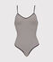 Traje de baño de 1 pieza de rayas de mujer azul ABYSSE/blanco LAIT