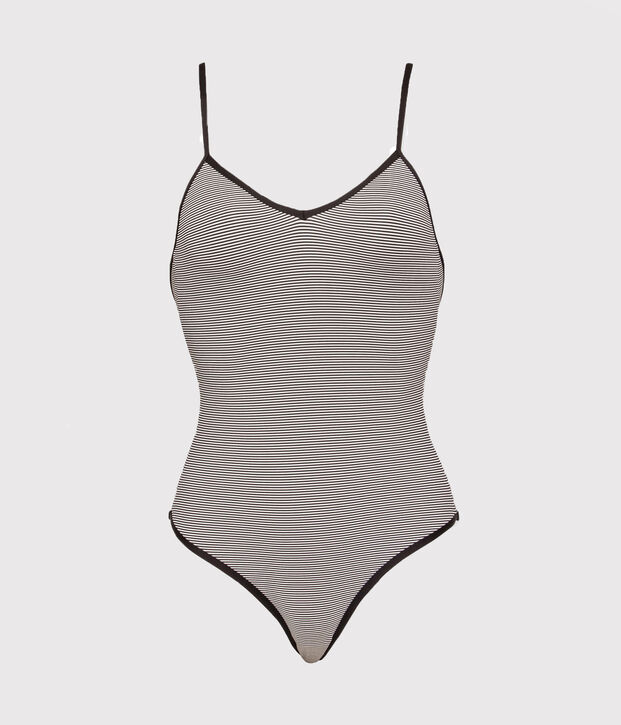 Traje de ba&ntilde;o de 1 pieza de rayas de mujer azul/blanco