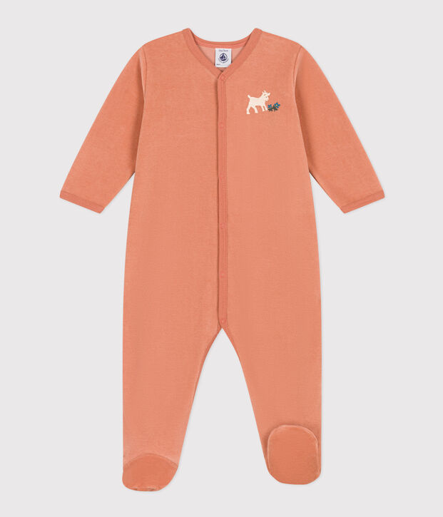 Pijama de terciopelo para beb&eacute; rosa