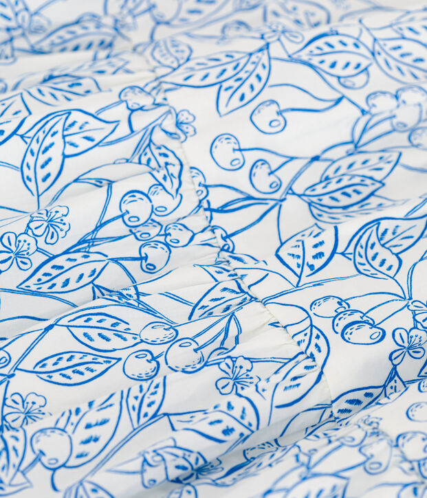 Vestido infantil de algod&oacute;n estampado de manga corta azul/azul