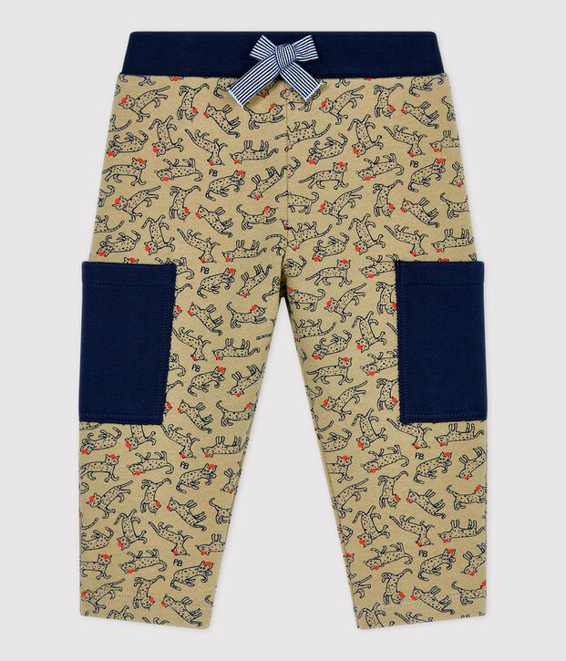 Pantal&oacute;n de mulet&oacute;n de beb&eacute;. beige/multicolor