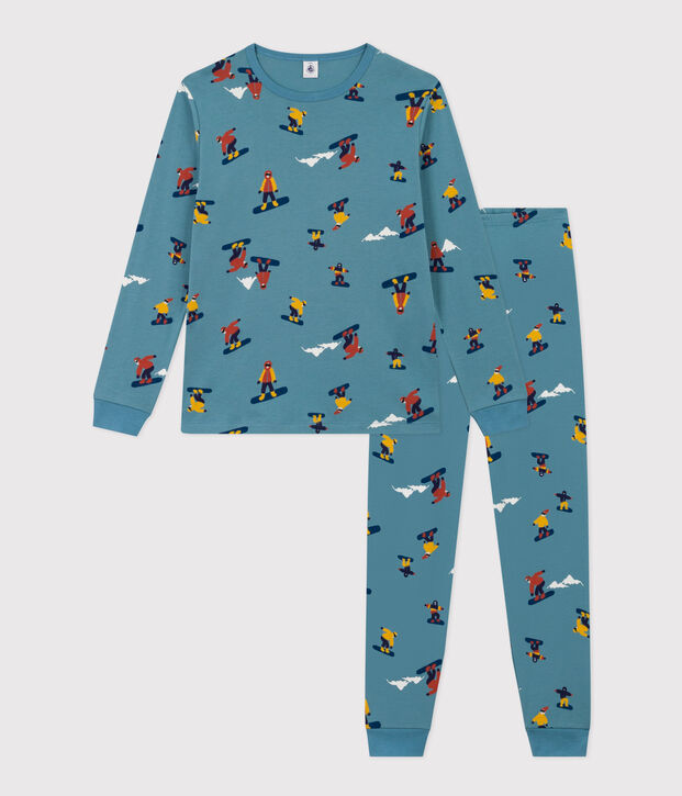Pijama de algod&oacute;n snowboard para ni&ntilde;o azul/multicolor