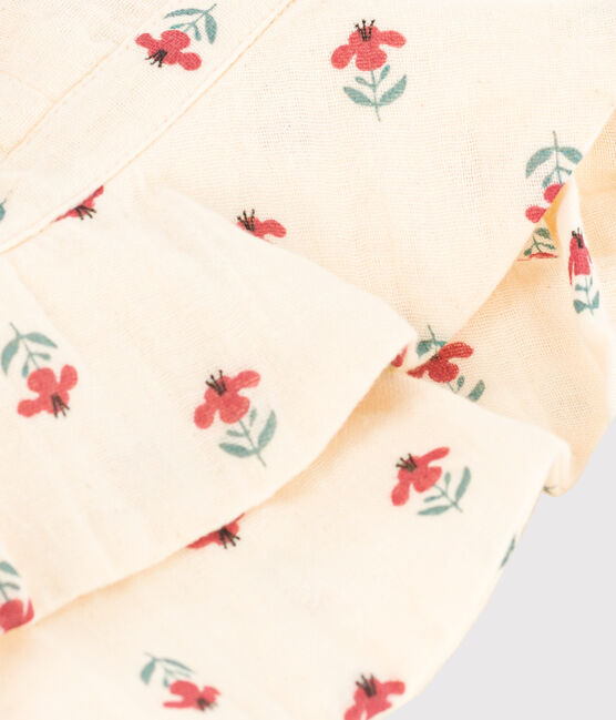 Capelina de gasa de algodón con flores para bebé blanco AVALANCHE/ MULTICO