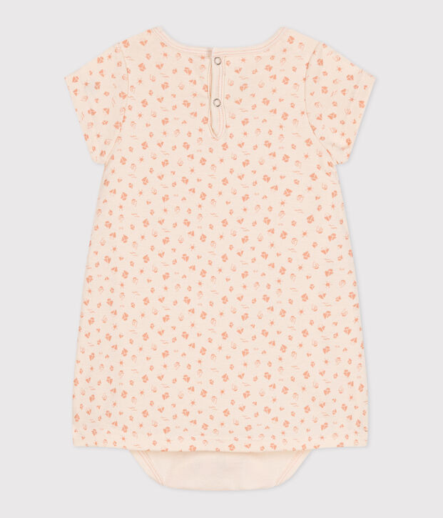 Vestido de algod&oacute;n de manga corta con body integrado para beb&eacute; naranja/naranja