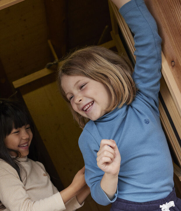 Prenda de cuello cisne de algod&oacute;n de ni&ntilde;a/ni&ntilde;o azul