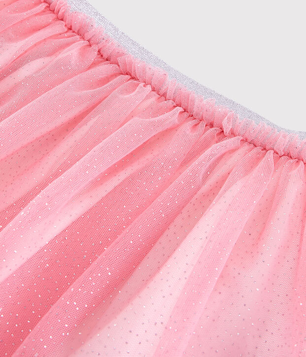 Falda de tul con lentejuelas de ni&ntilde;a rosa/gris