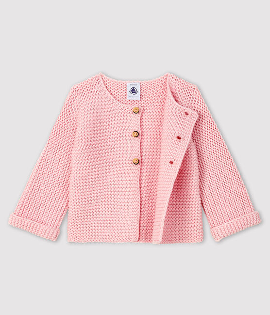 Cárdigan de lana y algodón para bebé niña rosa MINOIS