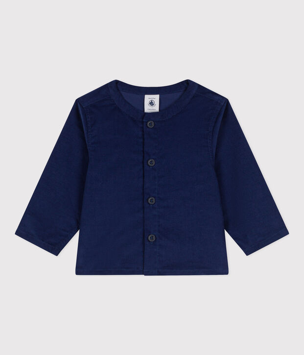 Camisa de micro pana de manga larga para beb&eacute; azul