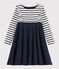 Vestido de manga larga para niña blanco MARSHMALLOW/azul SMOKING