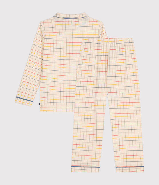 Pijama infantil de algodón con estampado de cuadros blanco AVALANCHE/ MULTICO
