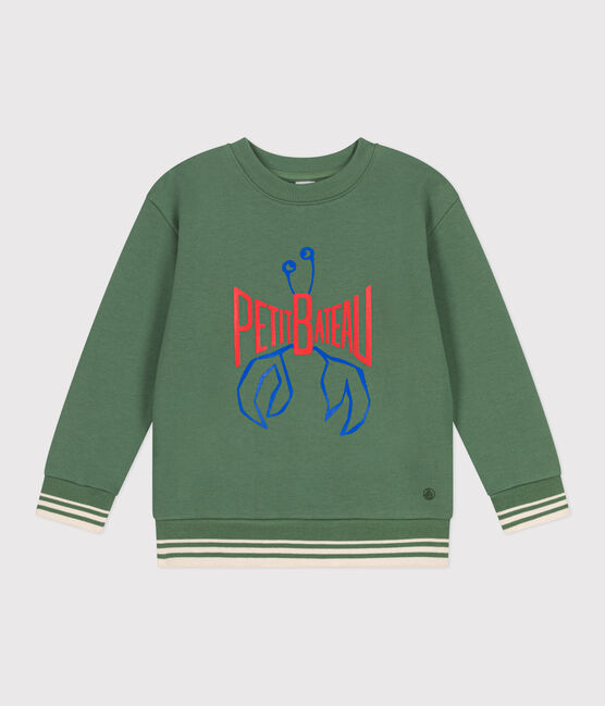 Sudadera infantil unisex de algodón con estampado verde PALMERAIE