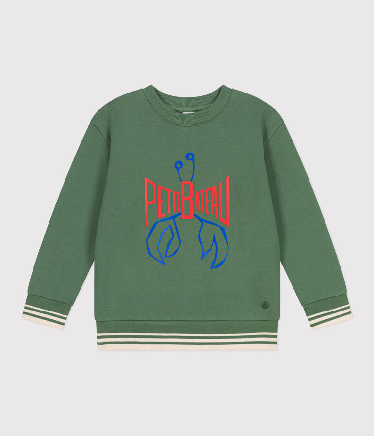 Sudadera infantil unisex de algod&oacute;n con estampado verde