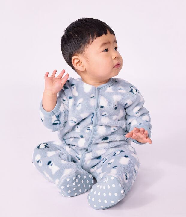 Sobrepijama de tejido polar con estampado de mu&ntilde;eco de nieve para beb&eacute; azul/multicolor