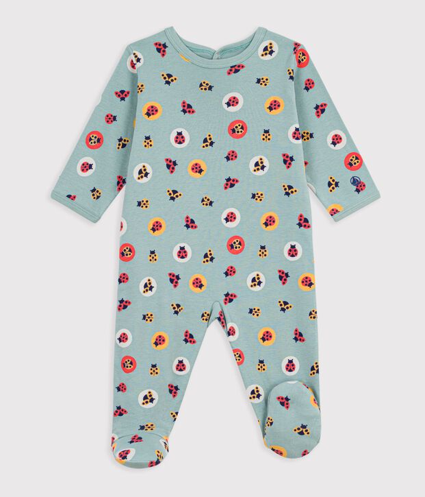 Pijama de algod&oacute;n con abertura trasera y estampado de mariquitas para beb&eacute; verde/amarillo/multicolor