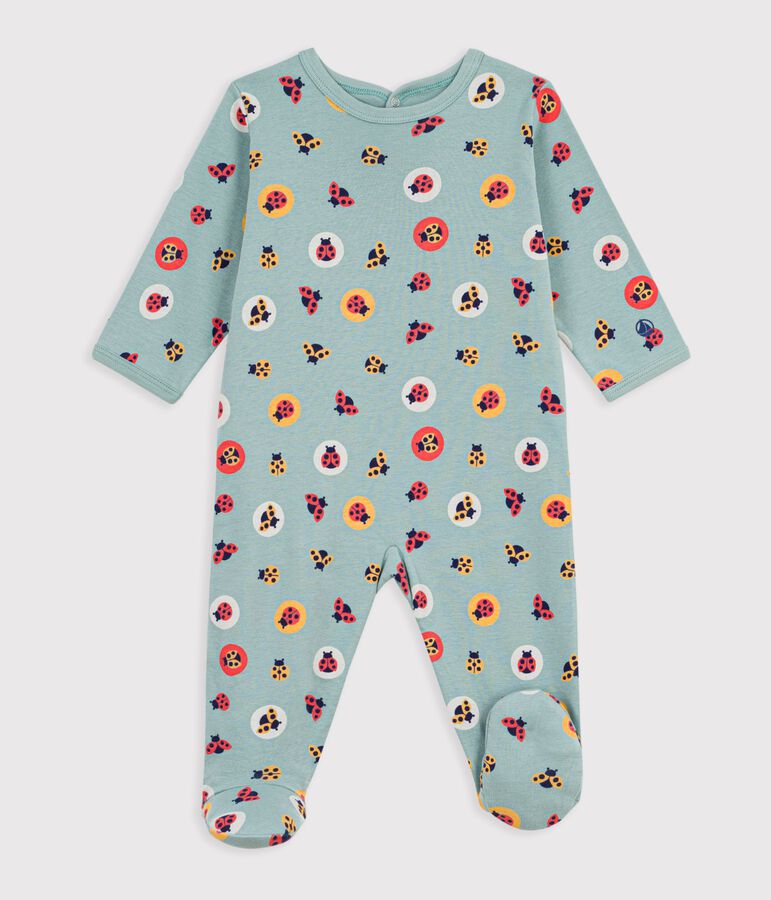 Pijama de algod&oacute;n con abertura trasera y estampado de mariquitas para beb&eacute; verde/amarillo/multicolor