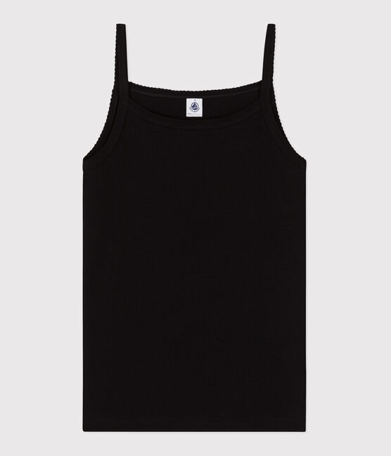 Camiseta lisa de tirantes de algodón para mujer negro NOIR
