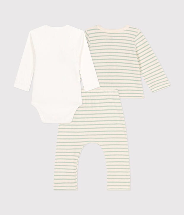 Conjunto de beb&eacute; de 3 piezas de rizo de beb&eacute; crudo/verde