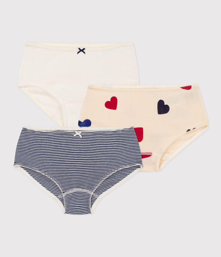 Juego de 3 culottes de algod&oacute;n con tres corazones para ni&ntilde;a multicolor