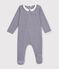 Pijama de algod&oacute;n con estampado de rayas para beb&eacute; azul/blanco