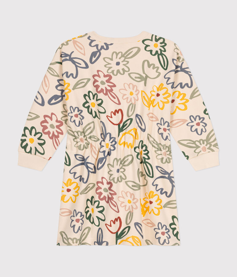 Vestido de manga larga de felpa para ni&ntilde;a crudo/multicolor