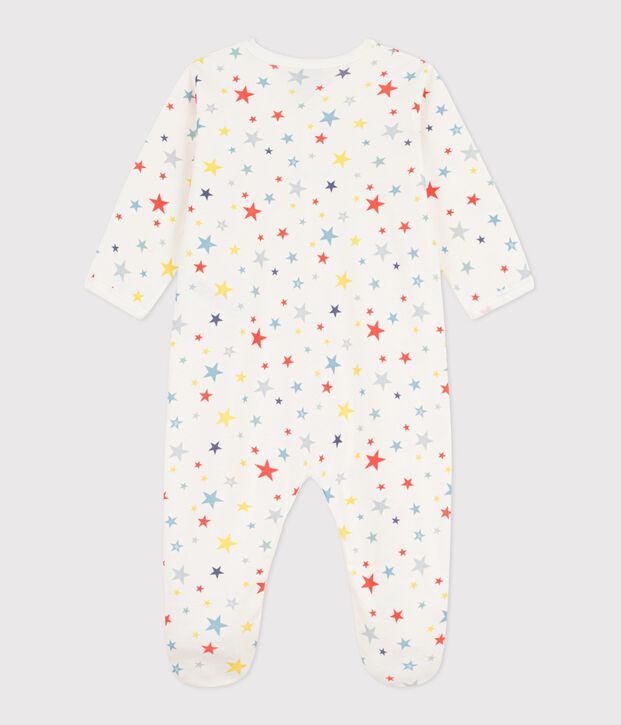 Pijama de algod&oacute;n con estampado de estrellas para beb&eacute; blanco/multicolor