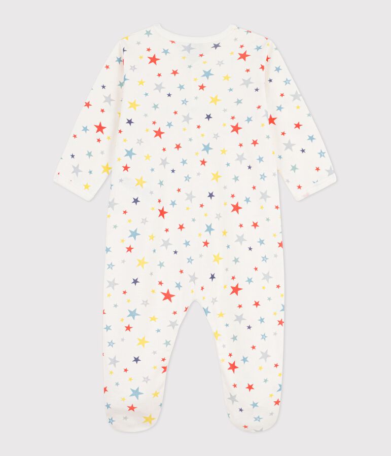 Pijama de algod&oacute;n con estampado de estrellas para beb&eacute; blanco/multicolor