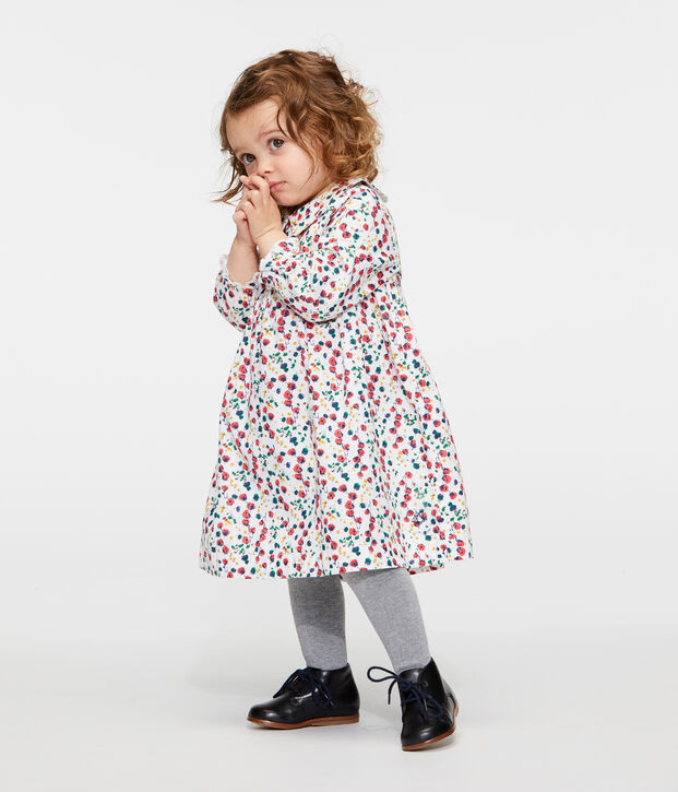 Vestido de manga larga estampado para beb&eacute; ni&ntilde;a blanco/multicolor