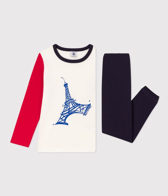 Pijama Torre Eiffel de algodón para niño/niña azul SMOKING/blanco MULTICO