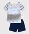 Pijama infantil corto de algodón con estampado de París azul MEDIEVAL/blanco MULTICO
