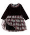 Vestido bimaterial de manga larga para bebé niña negro NOIR/blanco MULTICO