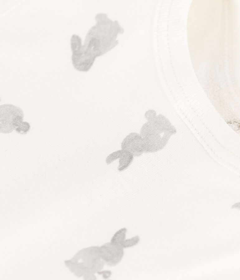 Babero de algod&oacute;n estampado blanco/gris