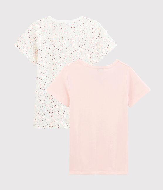 Par de camisetas de manga corta con lunares multicolores de algodón ecológico de niña variante 1