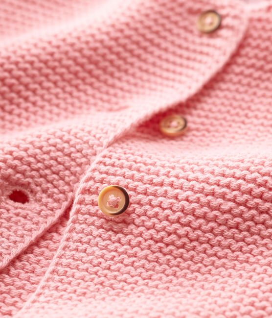 Cárdigan de lana y algodón de bebé. rosa CHARME